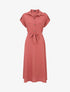 Robe longue fluide à manches courtes - Corail - 1