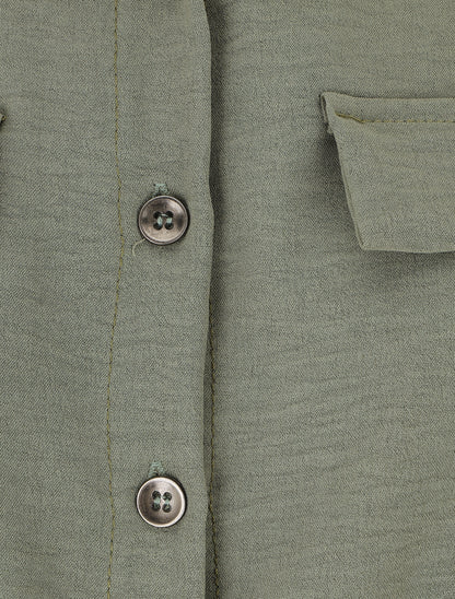 Chemise unie élastiquée - Kaki - 3