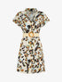Robe courte boutonnée imprimé léopard stylisé - Beige - 1