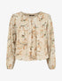 Blouse en voile coupe boule imprimé feuilles - Beige - 1