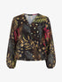 Blouse en voile imprimé tropical - Noir - 1