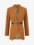 Blazer long ceinturé - Marron - 1