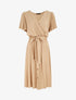 Robe mi-longue boutonnée à manches courtes - Beige - 1