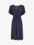 Robe mi-longue boutonnée à manches courtes - Marine - 5