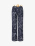 Pantalon fluide imprimé fleurs - Marine - 1