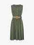 Robe unie à taille élastiquée - Kaki - 1
