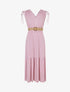 Robe imprimé rayures à taille élastiquée - Rose - 1