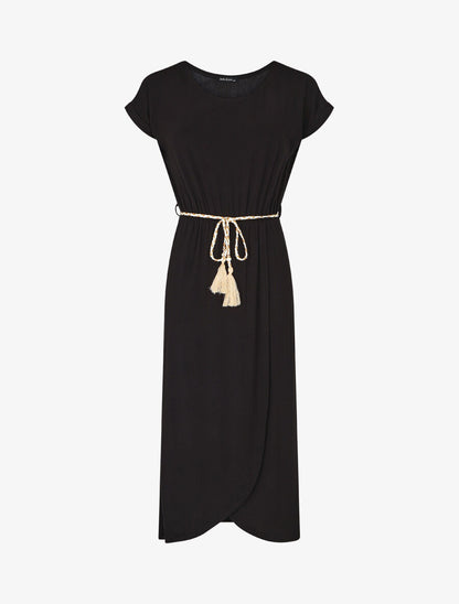 Robe longue style portefeuille - Noir - 1