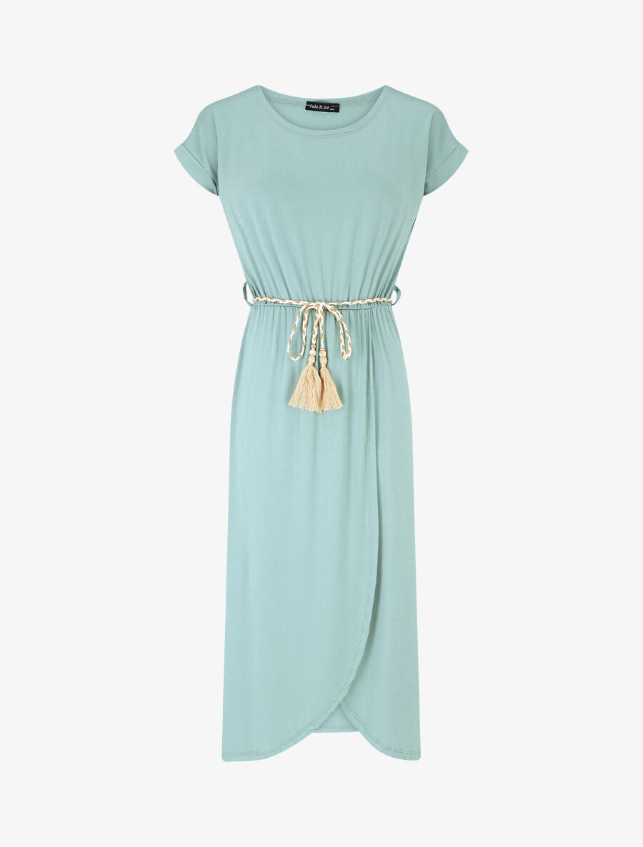 Robe longue style portefeuille - Vert d&