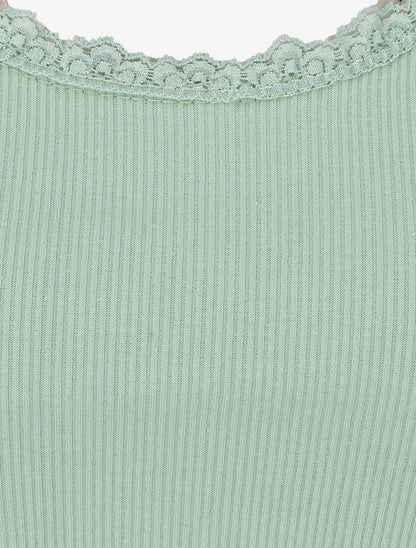 Débardeur uni en coton mélangé - Vert d&