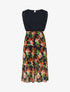 Robe longue sans manches en voile imprimé orchidées - Marine - 5