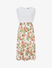 Robe longue sans manches en voile imprimé orchidées - Blanc - 1