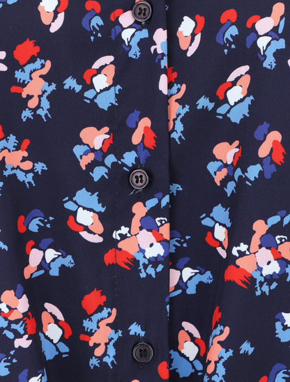 Chemise fleurie sans manches - Marine - 3