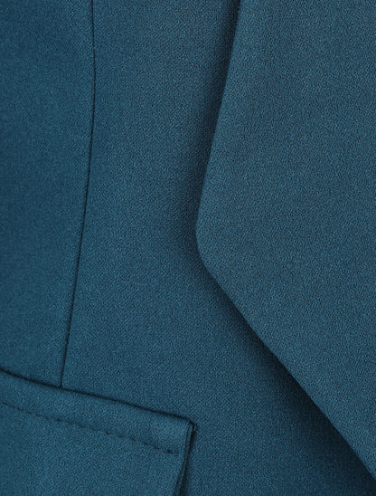 Veste droite unie col cascade - Bleu canard - 3