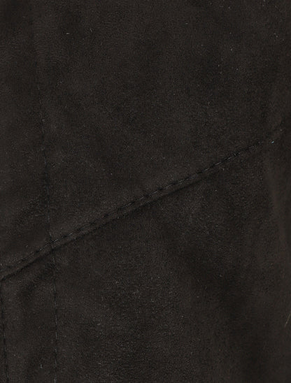 Veste droite unie en suédine - Noir - 3