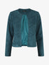 Veste droite unie en suédine - Bleu canard - 1