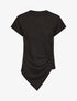 Top en maille ample asymétrique manches courtes - Noir - 4