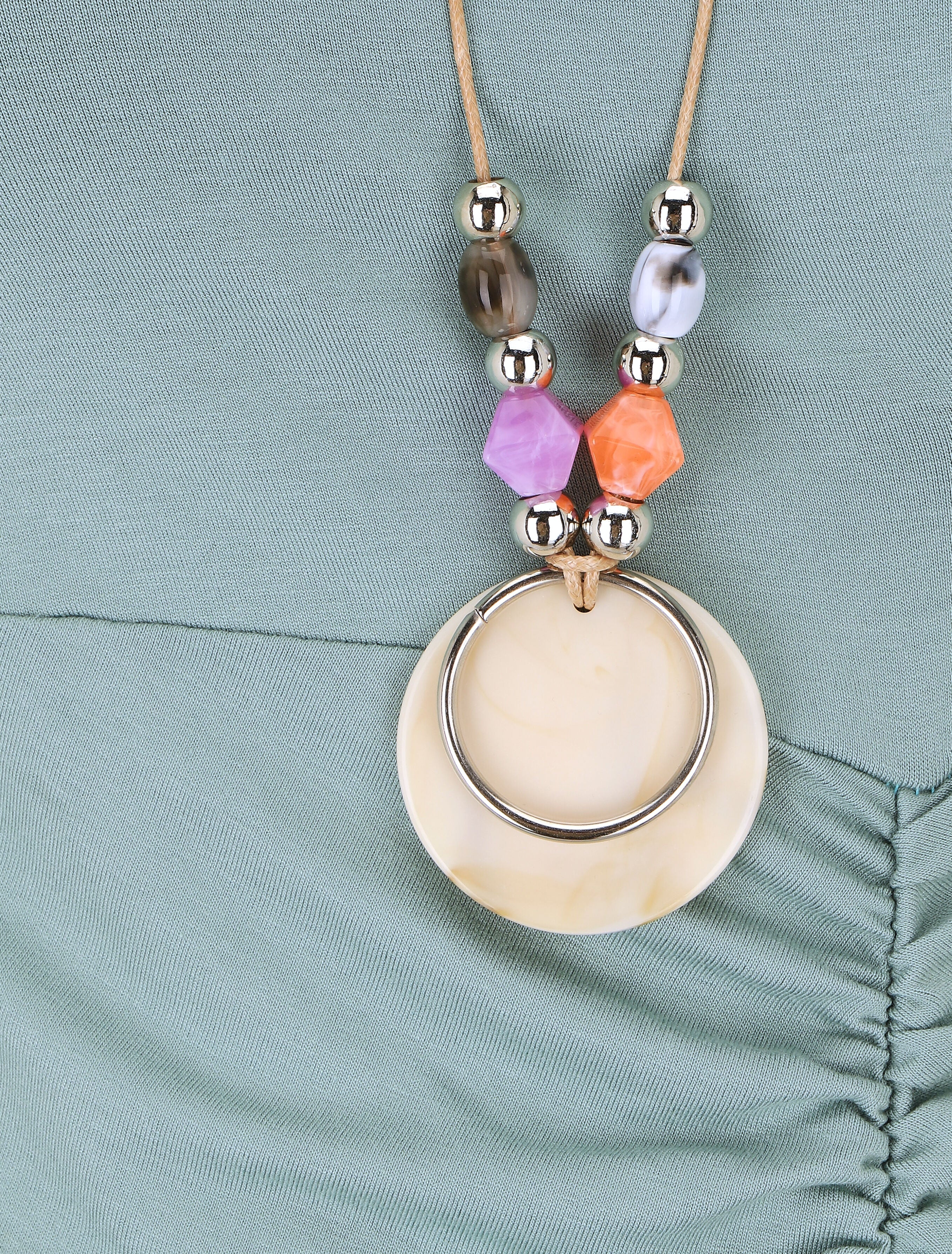 Robe froncée unie manches courtes - Vert d&