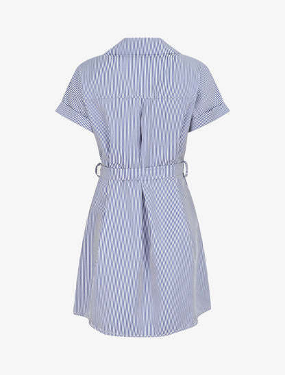 Robe chemise rayée manches courtes - Bleu - 2
