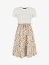 Robe bi-matière manches courtes imprimé fleuri - Beige/blanc - 5