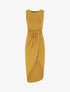 Robe drapée longue unie sans manches - Moutarde - 5
