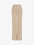 Pantalon long uni à taille haute - Beige - 1