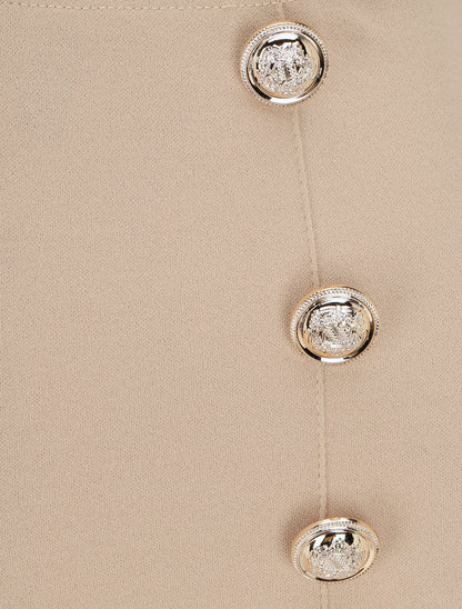 Pantalon long uni à taille haute - Beige - 3