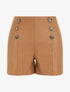 Short en simili taille haute boutonnée - Camel - 1