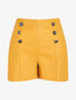 Short en simili taille haute boutonnée - Moutarde - 1
