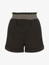 Short à taille élastiquée et à revers - Noir - 1