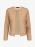 Veste droite boutonnée en simili - Beige - 1