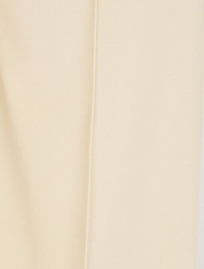 Pantalon fluide uni à boutons décoratifs - Beige - 3