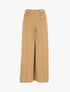 Pantalon fluide uni à boutons décoratifs - Camel - 5
