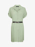 Robe chemise effet plissé à manches 3/4 - Kaki - 1