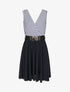 Robe bi-matière à haut imprimé style marinière - Marine - 1