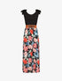 Robe longue évasée sans manches imprimé fleurs de lys - Noir - 1