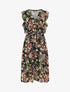 Robe en voile élastiquée à imprimé fleurs - Noir - 1