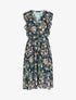 Robe en voile élastiquée à imprimé fleurs - Marine - 1