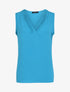 Top droit sans manches col V - Bleu turquoise - 1