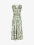 Robe longue imprimé fleuri à taille élastiquée irisée - Kaki - 1