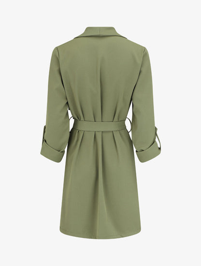 Veste mi-longue col cascade - Kaki - 2