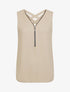 Top en voile à col zippé - Beige - 1