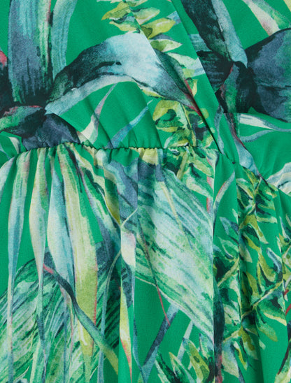 Robe longue à imprimé feuilles - Vert - 3