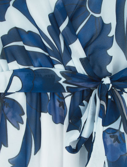 Robe imprimé fleurs et dos en V - Marine - 3
