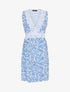 Robe mi-longue sans manches motif feuilles - Bleu - 1