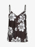 Caraco droit satiné imprimé floral - Noir - 1