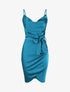 Robe satinée à col bénitier - Bleu canard - 1