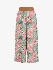 Pantalon à taille haute style corset imprimé tropical - Kaki - 1