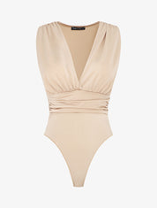 Body uni à col cache-coeur - Beige - 4