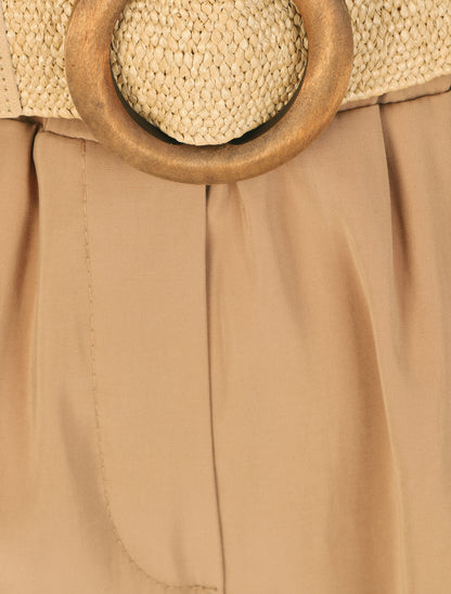 Short à revers uni - Camel - 3